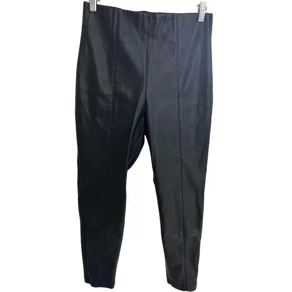 Ann Taylor Petite Faux black Leather High Waist Side Zip Legging - Picture 6 of 6